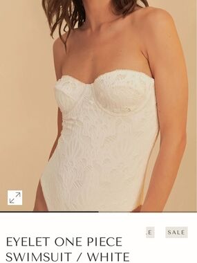Farm Rio Eyelet Swimsuit-Sea Shell, NWT, XL - Removable/Adjustable Straps